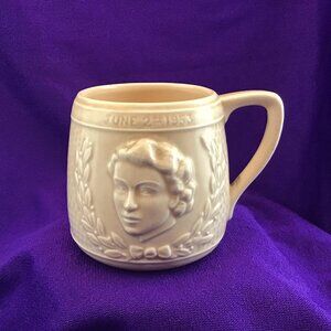 Coronation Cup Queen Elizabeth II Keele Street Pottery KSP Beige June 2nd 1953